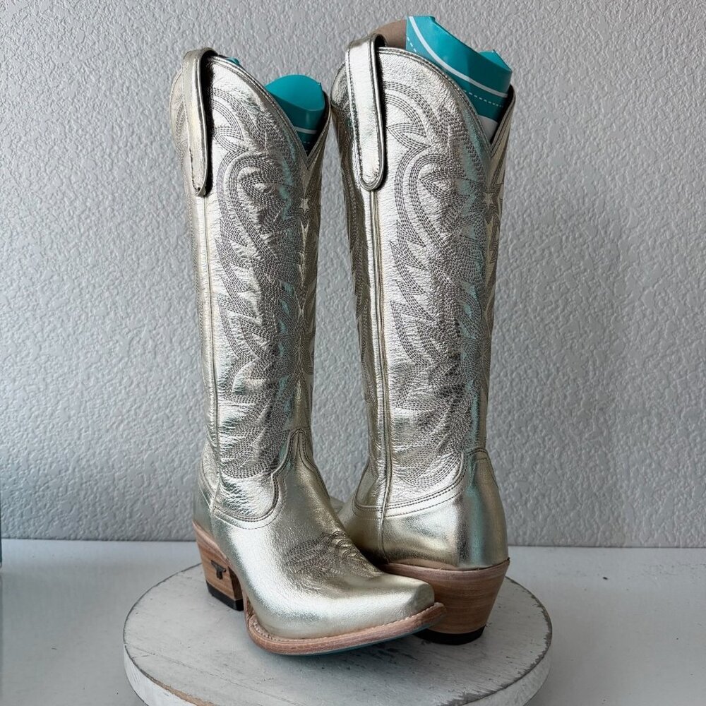 Lane SMOKESHOW Womens Cowboy Boots Gold Western Mid Calf Tall Snip Toe Size 6